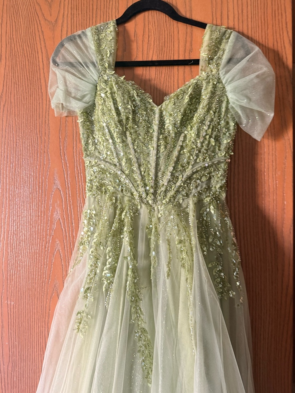 Windsor Olive Green Sequin Tulle Prom Dress